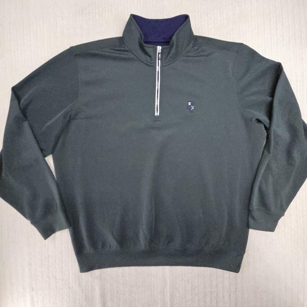 F&G Tech Pullover Mens 2XL Green 1/4 Zip Mock Neck Golf Stretch Top Performance